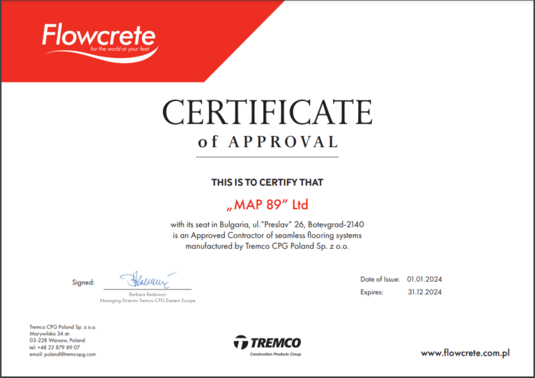Tremco CPG Poland Certificate 2024